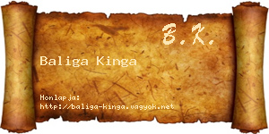 Baliga Kinga névjegykártya